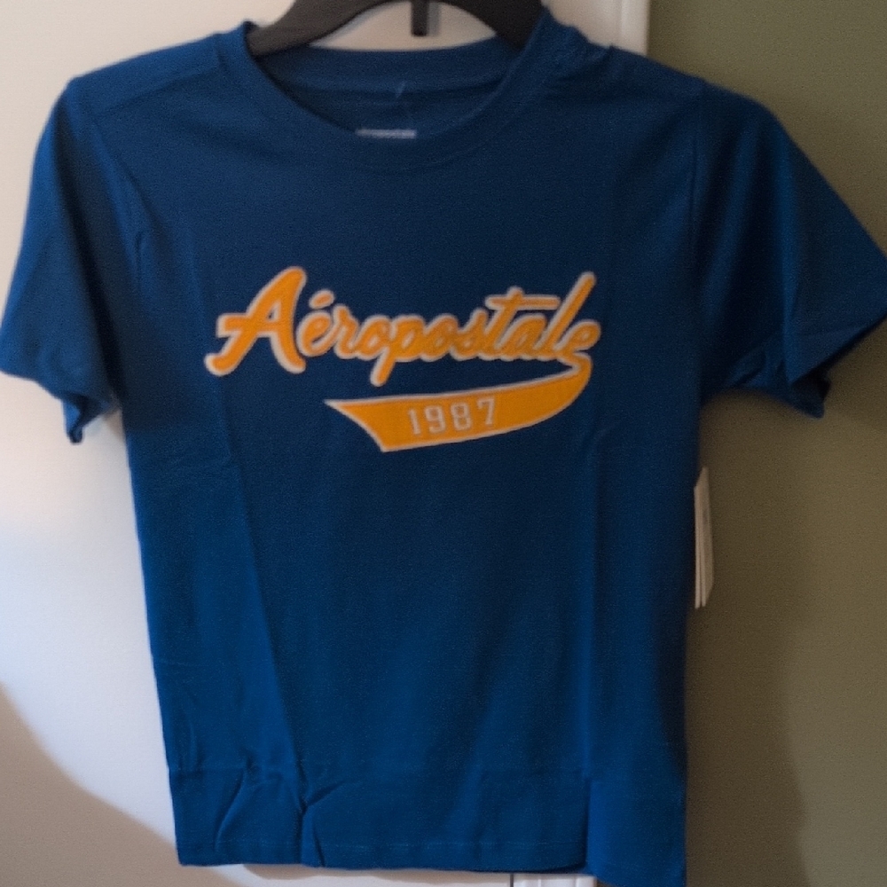 Aeropostale Blue Graphic Tee with Yellow Logo